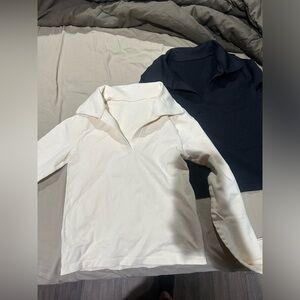 OQQ women’s collared tops cream and black NWOT